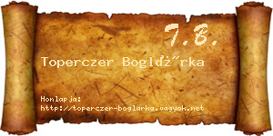 Toperczer Boglárka névjegykártya