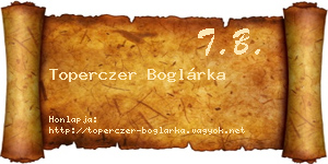 Toperczer Boglárka névjegykártya